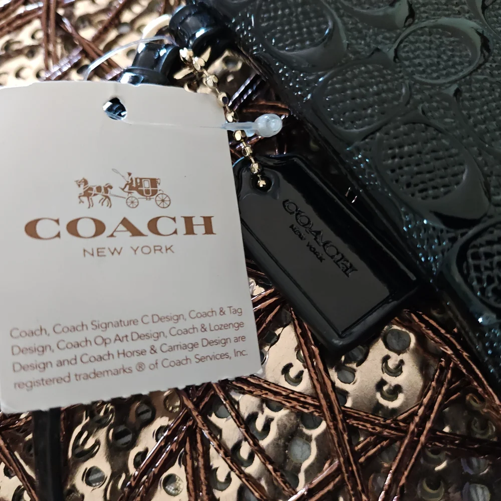 Coach Black Wristlet with Gold Details - Picture 4 of 8